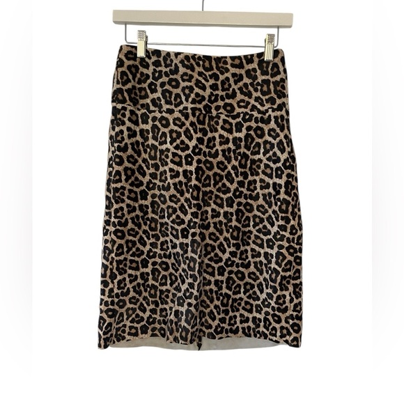 Theory Sahara Calf Hair Leopard Print Midi Skirt Size 0 Designer Luxe - Picture 2 of 7